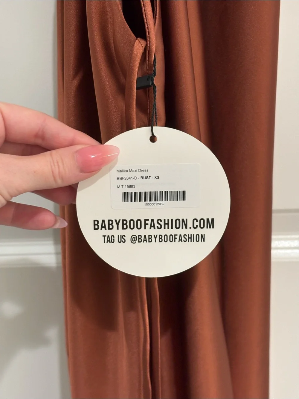 Baby Boo Fashion Malika Maxi Satin Dress - Rust - Picture 6 of 7